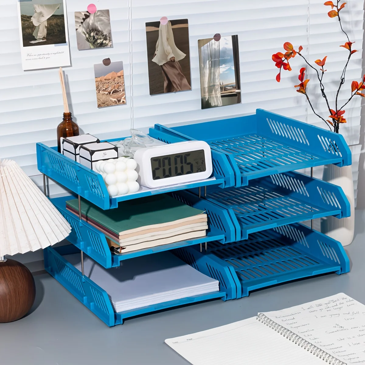 

3-Tier Stackable Letter Tray Organizer, Set of 2, Durable PP Material, Desktop Document Holder, Multi-Layer Paper Sorter