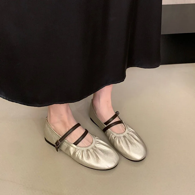 Modische Schnallenriemen-Damen-Mary-Jane-Schuhe, Lolita-Schuhe, Weiche Elegante Damen-Flats mit Runder Zehenpartie, Neue Damenschuhe – Detail 7