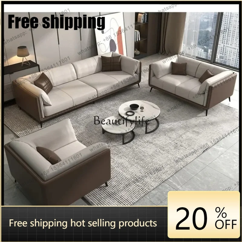 Customization Office Leather Sofa Business Reception Hall Reception Area Negotiation Simple Modern Sofa
