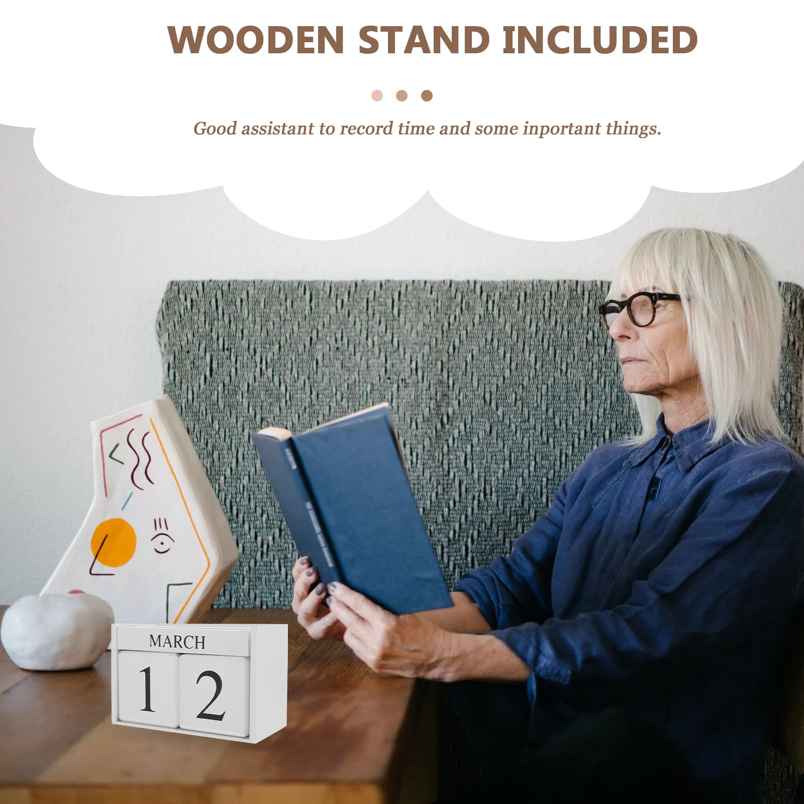 

Rustic Wooden Perpetual Calendar Nordic Style Desktop Adornment For Home Office Decor Bedroom Living Room Wood Stand Included