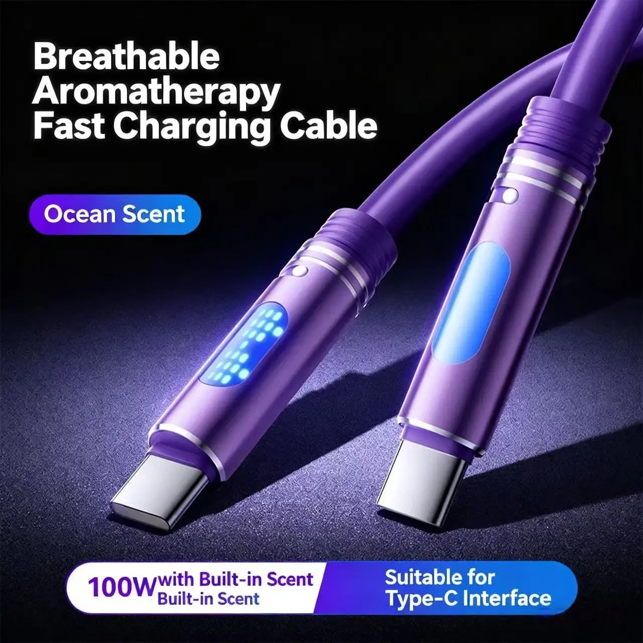 240W Ambient Light USB C Type C Port Liquid Silicone Aromatherapy Fast Charging Data Cable for iPhone 15 16 17 PRO MAX Xiaomi
