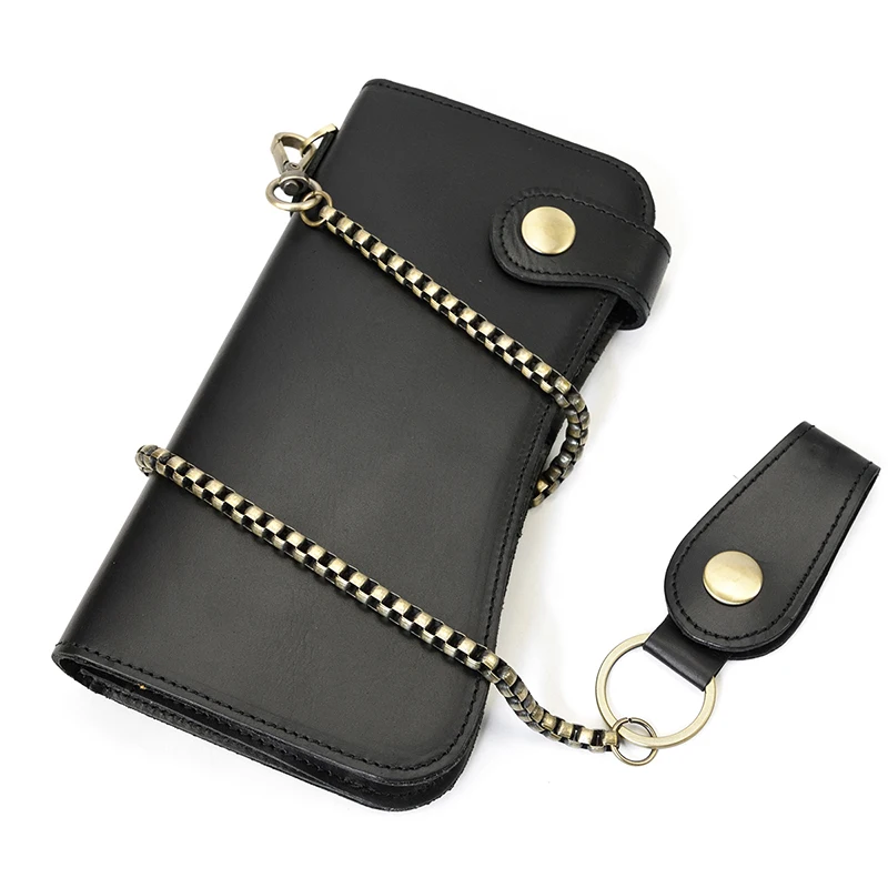 New Fashion Leather Men's Wallet Phone Purse Wallet Iron Chain Phone Wallet Clutch Bag Men Male Vintage Style Popular Designer