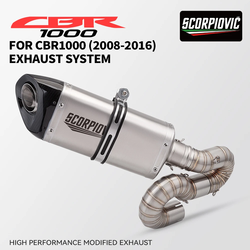 

Motorcycle Exhaust Mid Pipe For CBR1000 CBR1000RR Connect Tube Link Pipe Slip on 51mm Carbon Muffler 2008-2017 Year