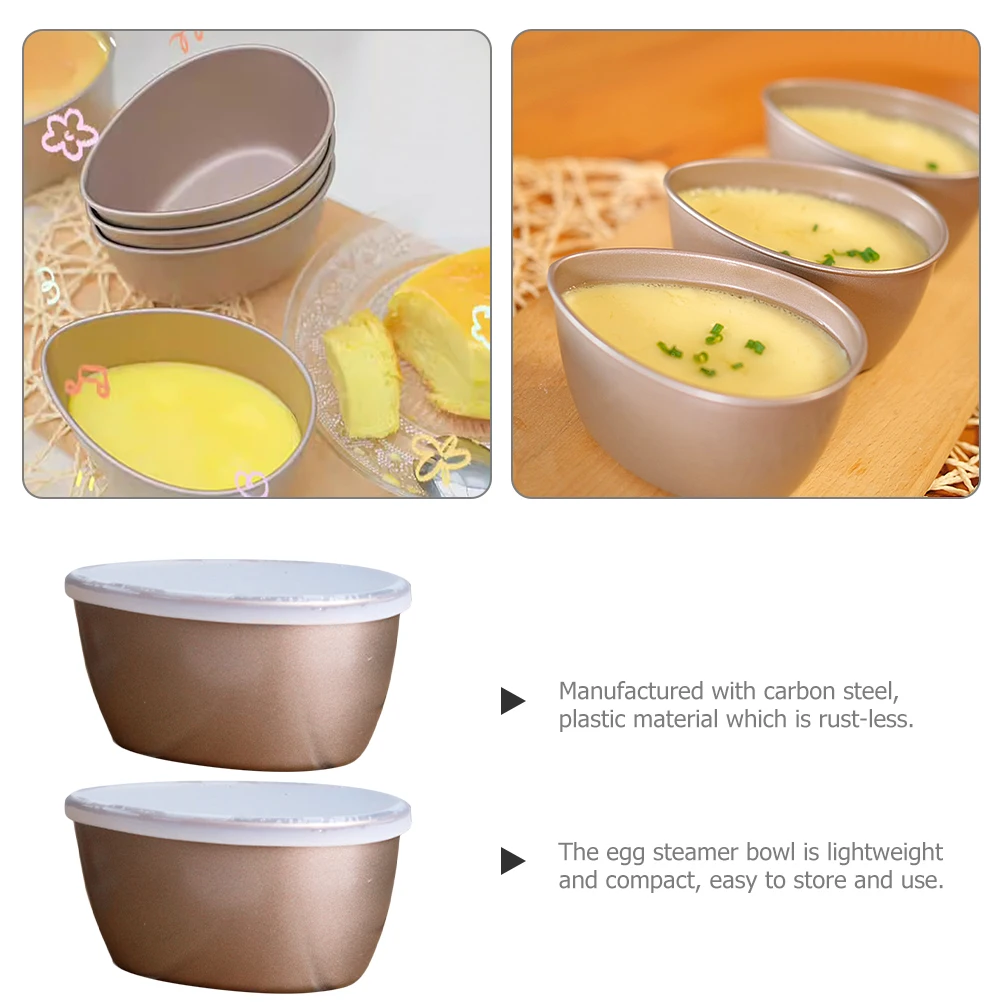 

2Pcs Carbon Steel Egg Steamer Bowls Heatresistant Coldresistant Kitchen Pudding Baking Prep Containers Multifunctional