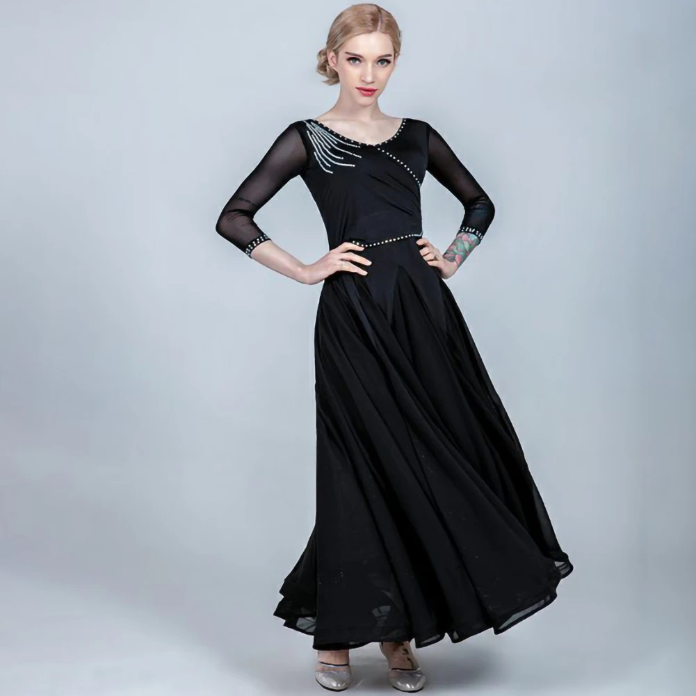 

Стандартное танцевальное платье, костюм для соревнований, вальс, бальное платье, красное большое платье со стразами и v-образным вырезом