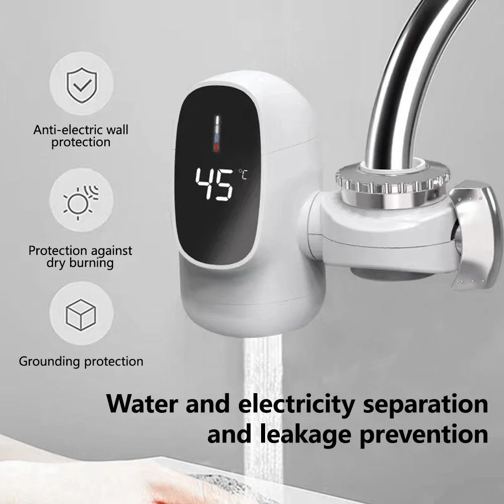 

Instant Electric Hot Water Heater Kitchen Sink Faucet Adapter Fast Heating Tap Digital Display Water Heater Bathroom Accessories
