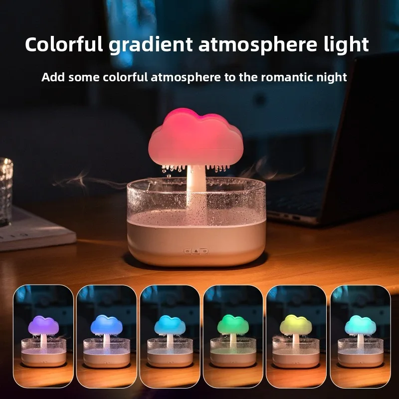 Creative new colorful light raindrop aromatherapy machine desktop fragrance cloud air humidification