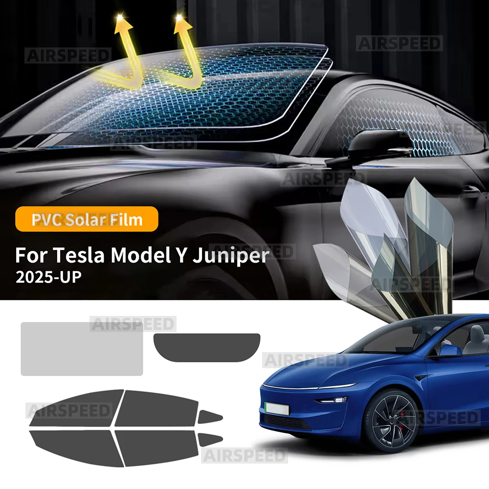 

Solar UV Protector Summer Tint Film For Tesla Model Y Juniper 2025 2026-UP Car Front Rear Side Window Ceramics Trim Accessories