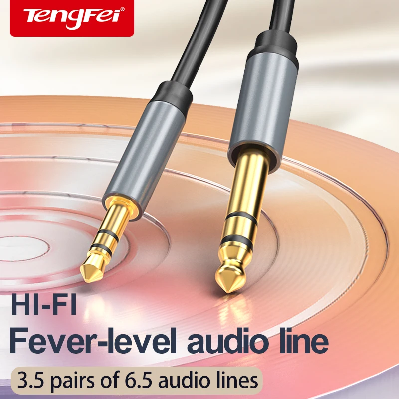 6.5mm 6.35mm 1/4" Male to 3.5mm 1/8" Male TRS Stereo Audio AUX Cable with Zinc Alloy Housing For Guitar PC