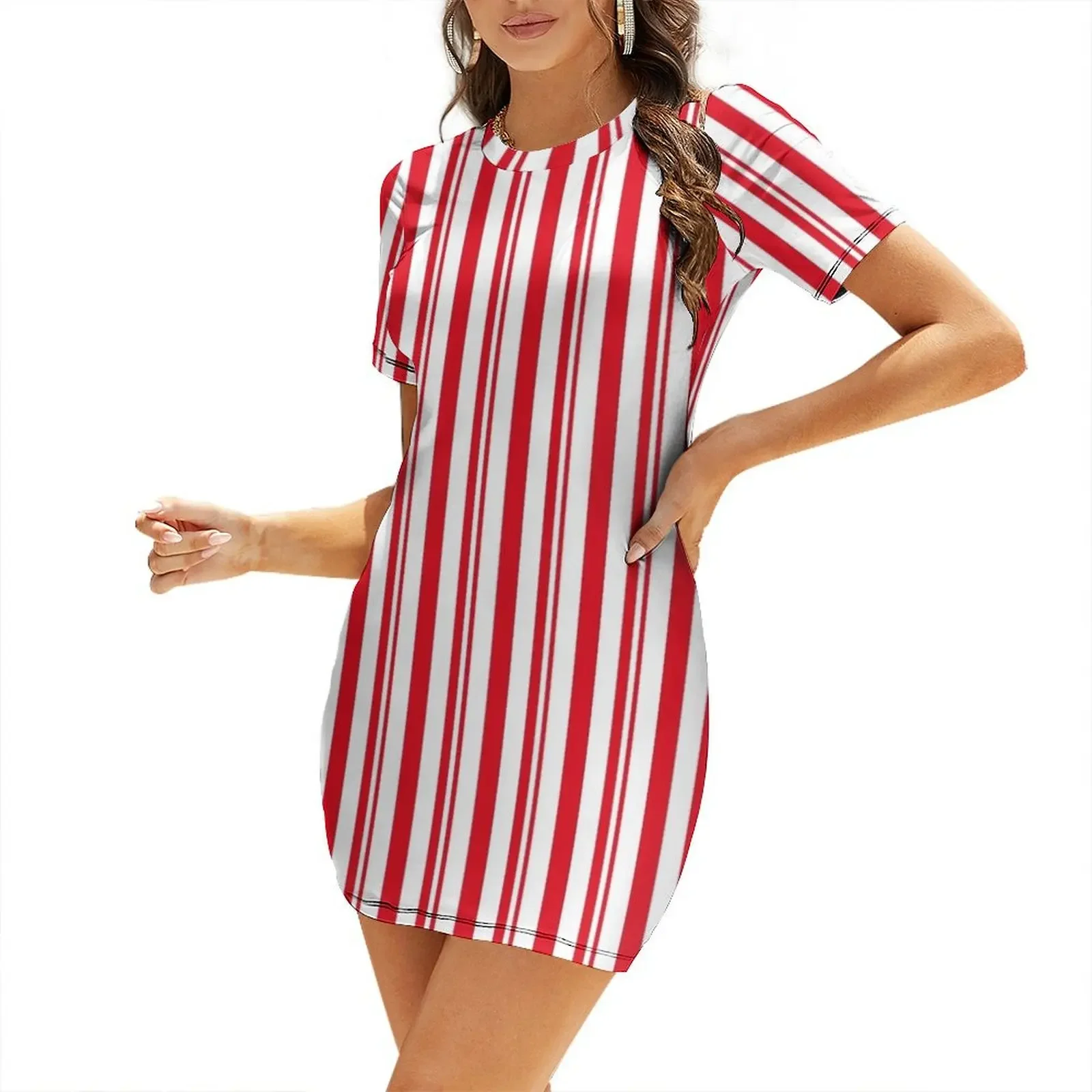 

Dapper Red Short-Sleeved Dress womans clothing Woman fashion wedding dresses for woman