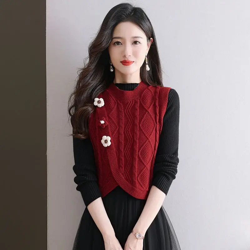 

Knit Vests for Women Short Wear To Work Light on Offer Jumper Korean Style Clothing Waistcoat New Knitwear Y2k Red Lady Sweaters