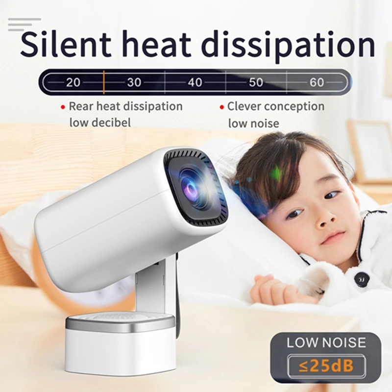 4K Portable Mini Projector Built-in Speaker 1280x720P WiFi6 BT5.0 Android System Auto Focus for Home Theater EU Plug-AC17