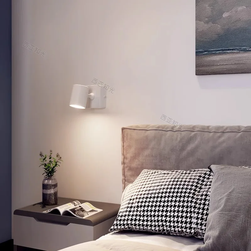 Lampada da parete a LED di ricambio Lampadina GU10 Faretto Lampada da lettura moderna semplice bBdroom accanto alle luci spot Colore bianco nero Foco
