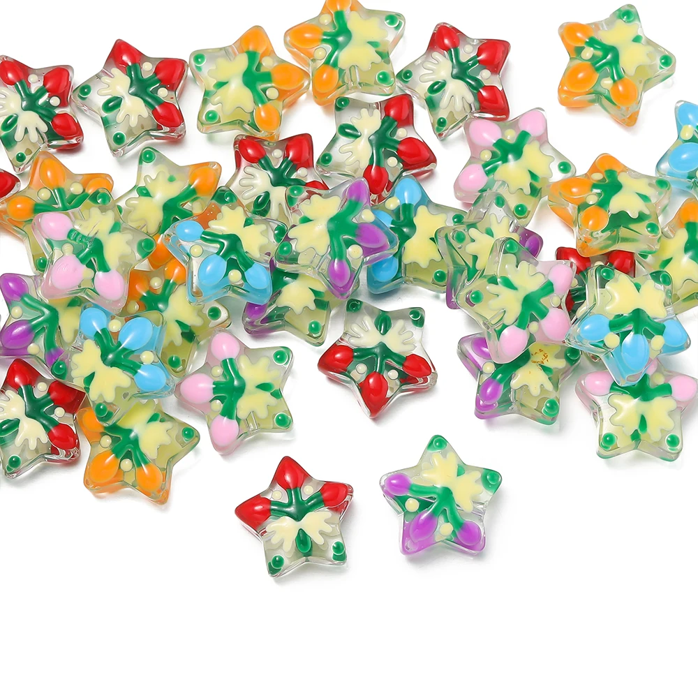 

5pcs/Lot Christmas Star Glass Beads Colorful 13mm Spacer Loose Bead for DIY Bracelet Necklace Jewelry Making Accessories