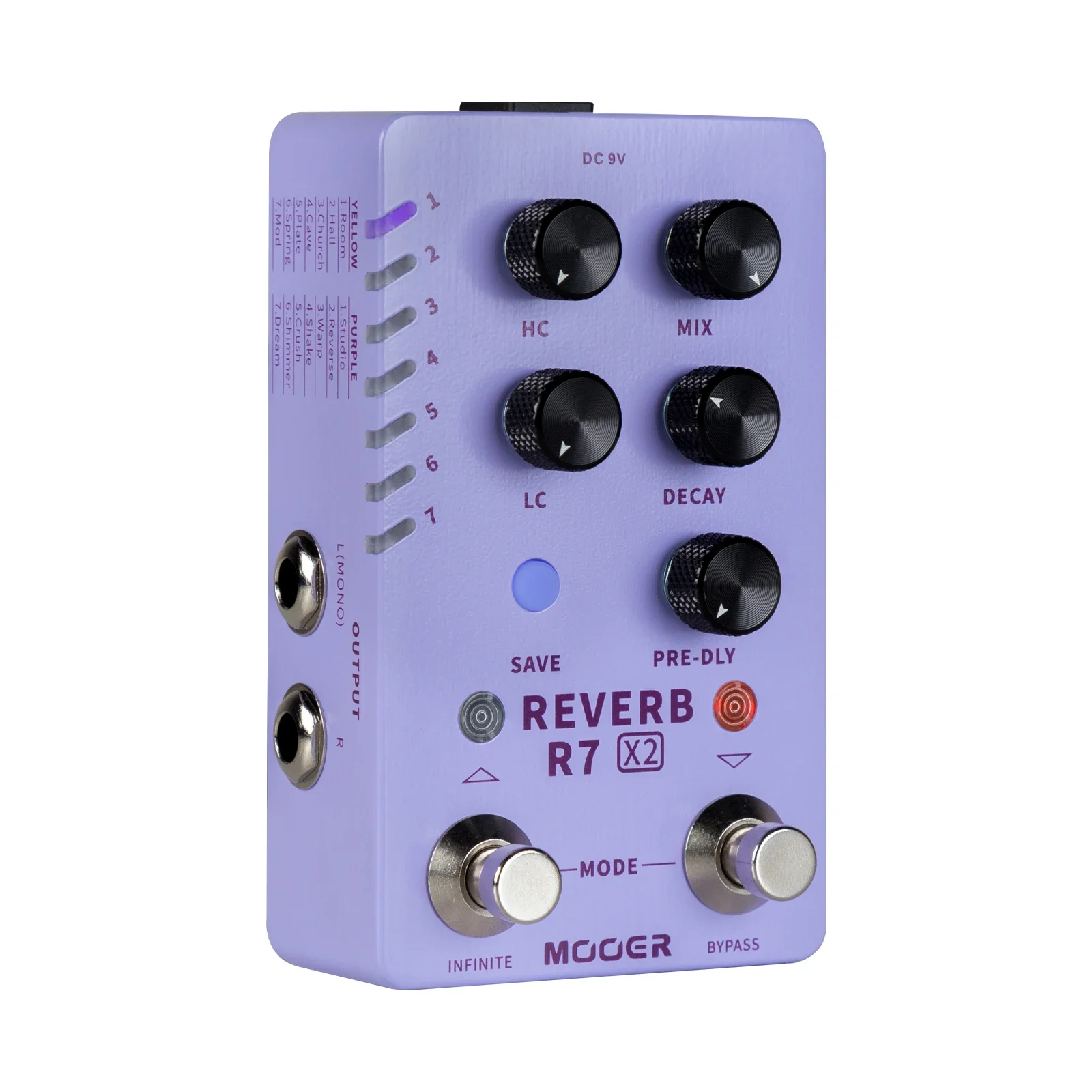 MOOER R7 Reverb X2 Guitar Stereo Reverb Effect Pedal Dual Footswitch Effect Pedal 14 Built-in Different Guitar Reverbs Effects