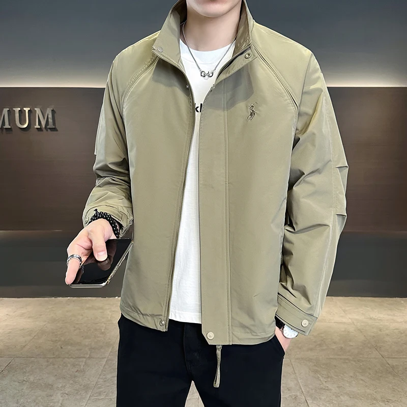 

Новая модная мужская куртка 2025 года однотонного цвета, повседневная, весенне-осенняя, молодежная, рабочая, верхняя одежда, приталенный крой