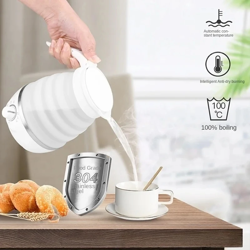 Foldable Electric Kettle for Travel 110/220V 0.6L 600W Household Tea Pot Mini Water Kettle Food Silica Gel Portable Teapot