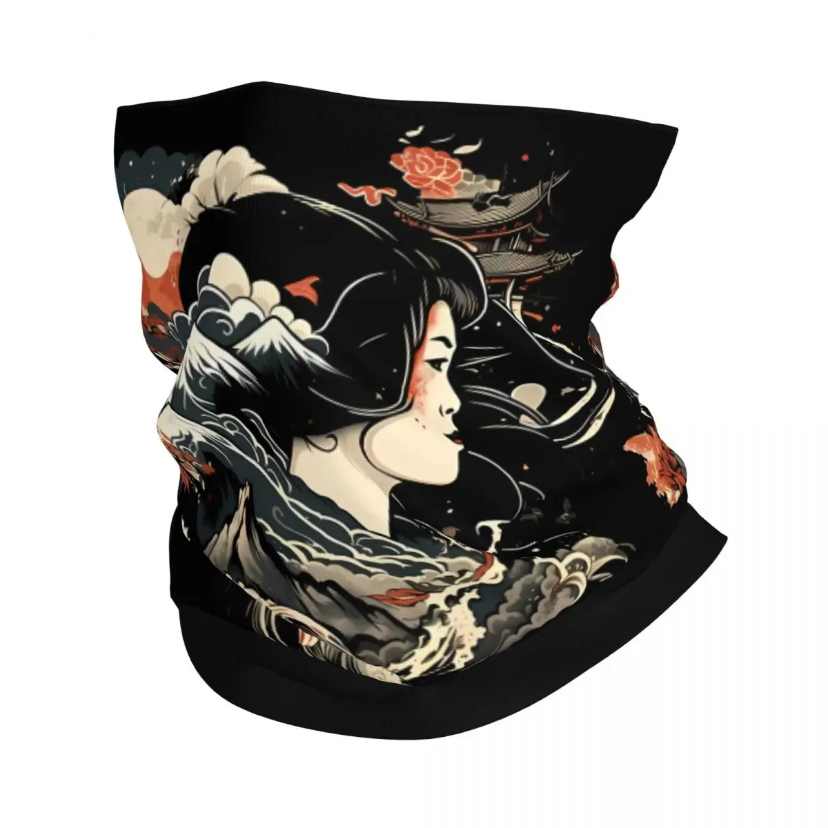 Japanese Geisha Scarf Neckerchief Neck Face Mask Polyester