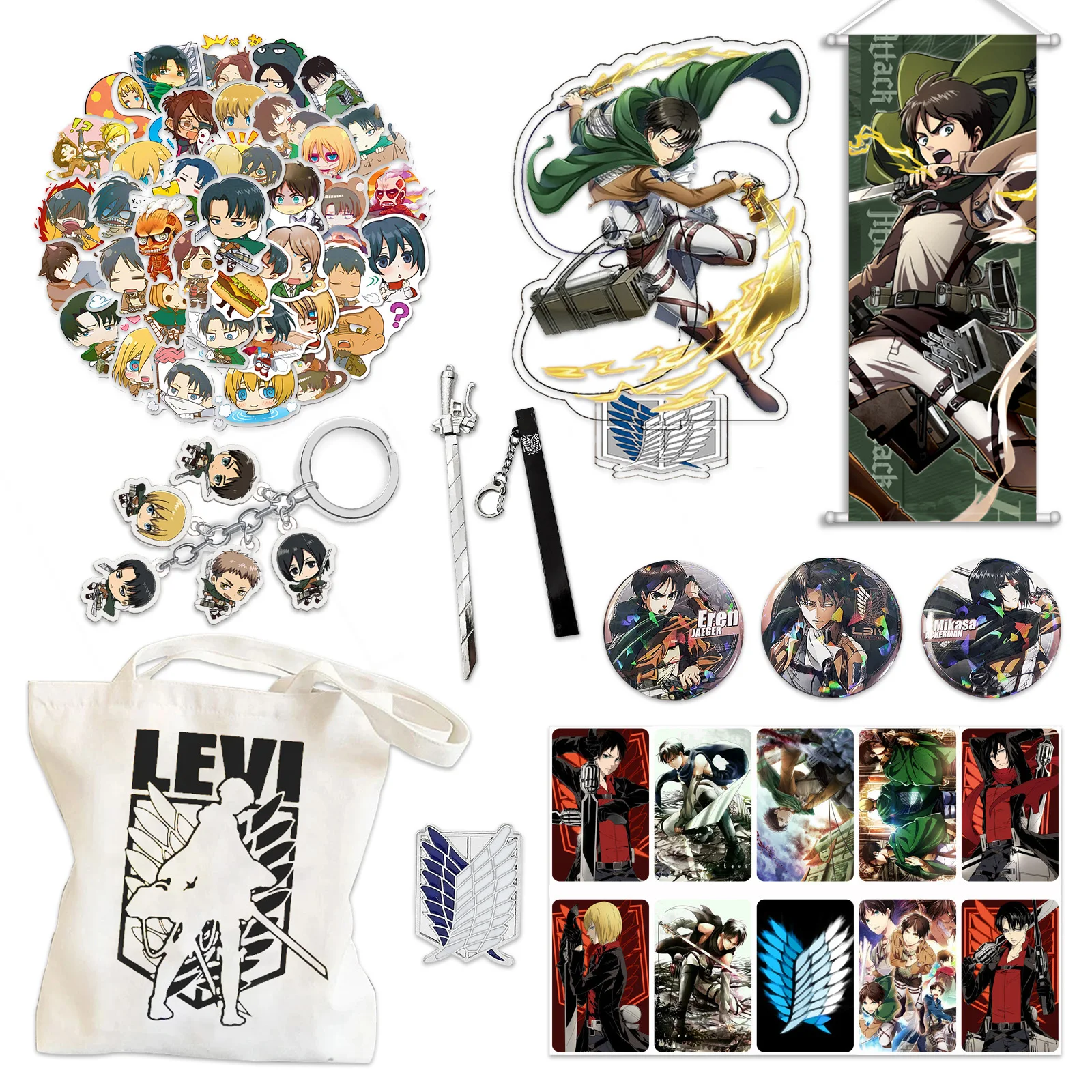 attack-on-titan-eren-anime-merch-set-scatola-distintivo-supporto-acrilico-portachiavi-regalo-di-compleanno