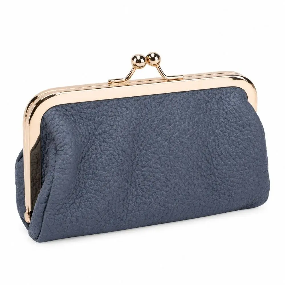 Durable Top Grain Leather Wallet Compact With Key Ring Cosmetic Pouch Lipstick Case Daily