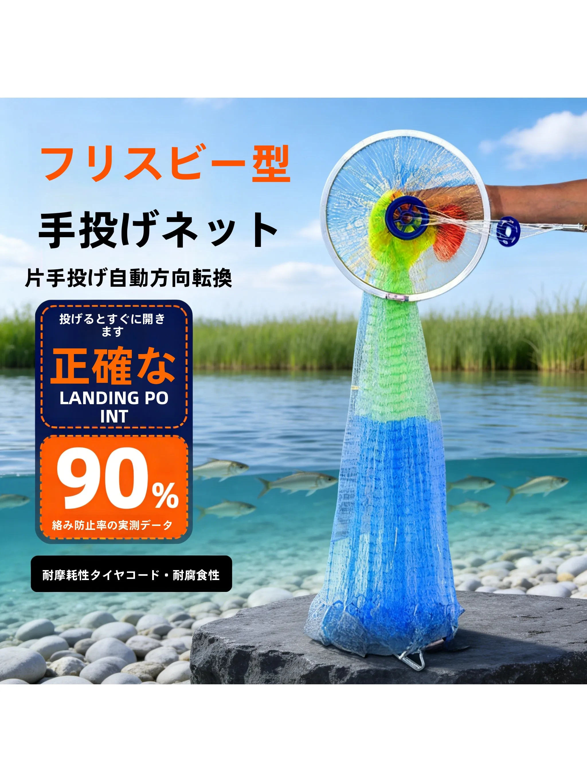 シンプルな円盤型手投げ漁網、操作簡単、初心者に最適、アウトドアキャンプ旅行用品、中国ブランド