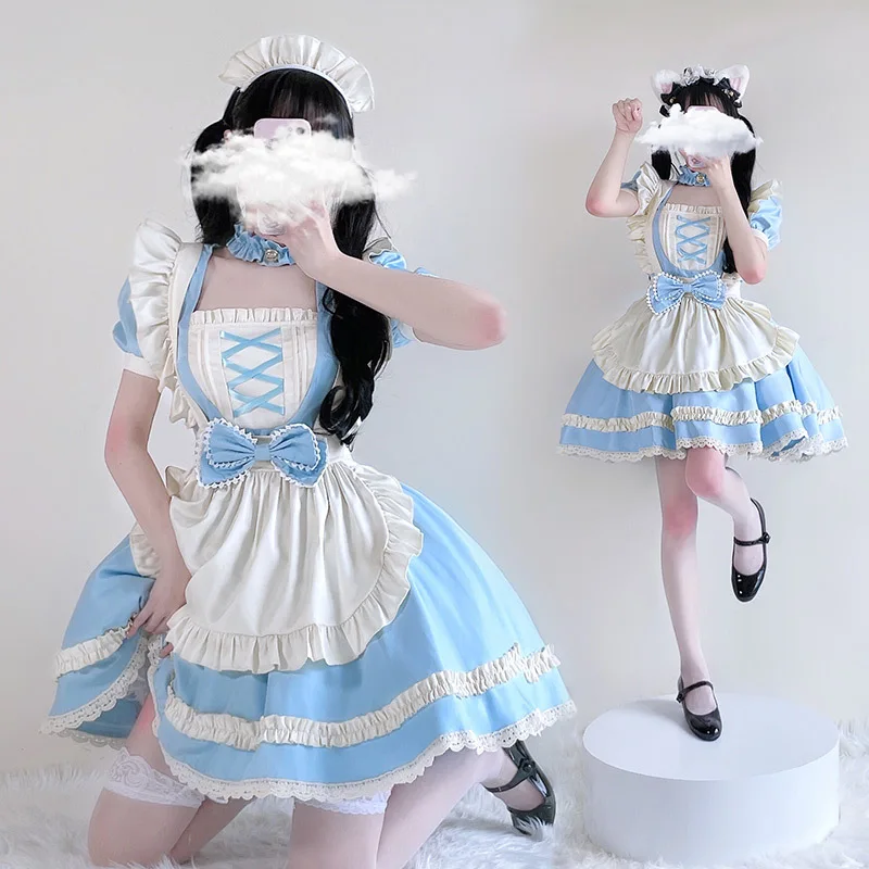 

Alice Japanese Maid Outfit Lolita OP Short-sleeved Cosplay Costume Cos Runaway Princess Dress 217