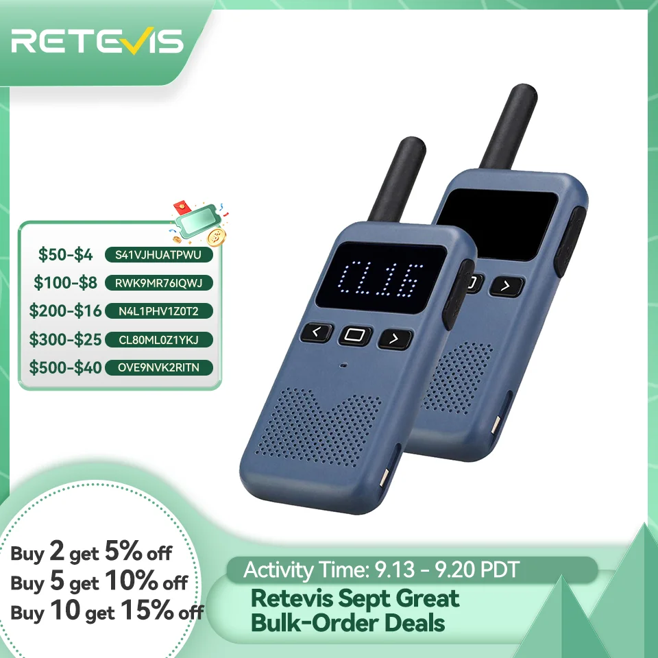 Retevis RB619 Mini Walkie Talkie PMR446 Professional Walkie Talkies Long Range Portable Radio for Restaurant ble radio PTT Hotel