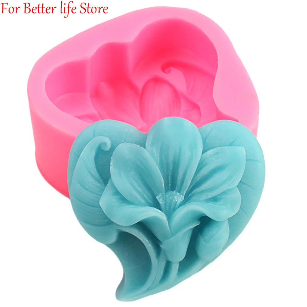 

1PCS Love Orchid Embossed Handmade Soap Silicone Mold DIY Car Aromatherapy Gypsum Mold Flip Sugar Cake Baking Grinder