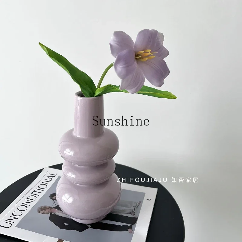 

Taro purple ceramic vase high-end living room ornament retro vase