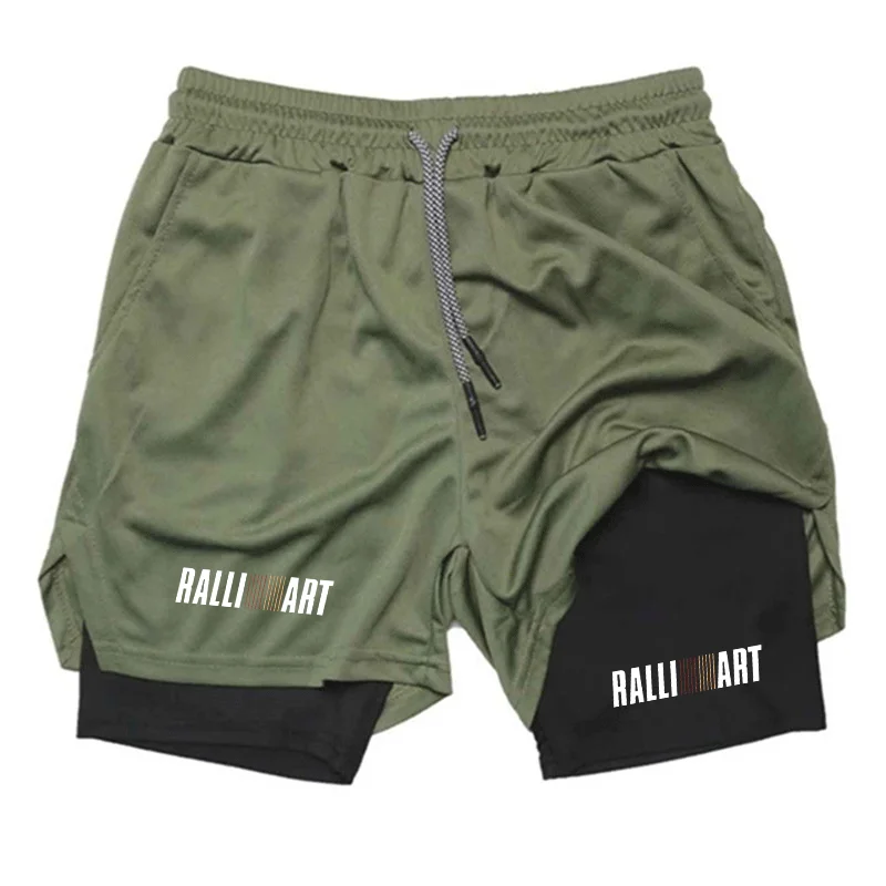 Summer Men 2-in-1 Elastic Compression Short Quick Dry Breathable Double Layer Workout Comfortable Elastic Running Athletic Beach