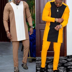 2024 New in Nigerian African Men Traditional Outfit 2 Piece Sets High Quality Fashion  Shirts and Pants Africa Clothes Costumes