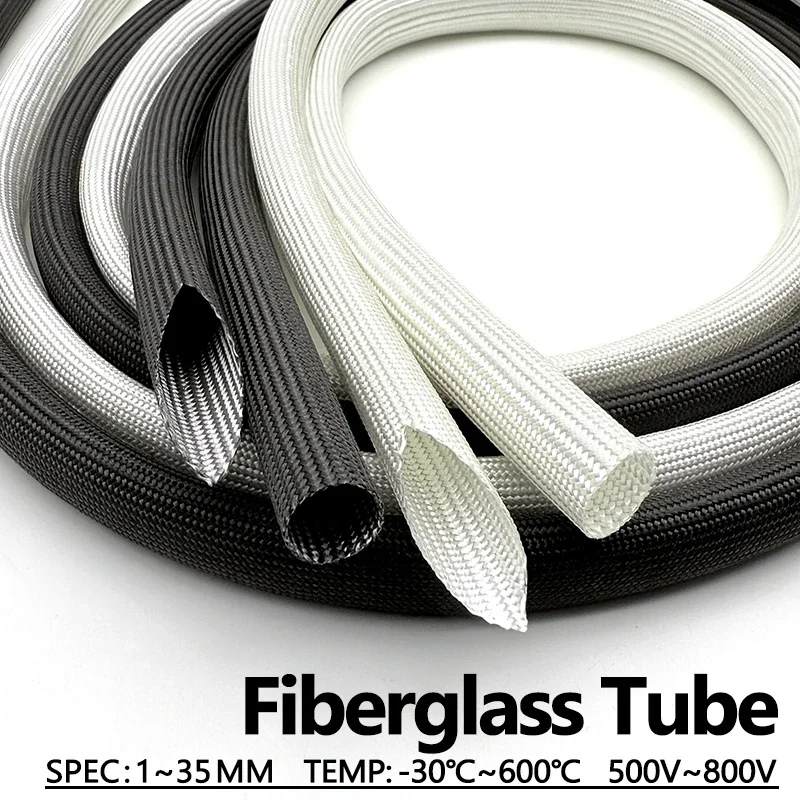 Fiberglass Braided Sleeve 600Deg.C Heat Resistant Wrap Sleeve For Home Electrical Wire Tidying Insulation And Temperature