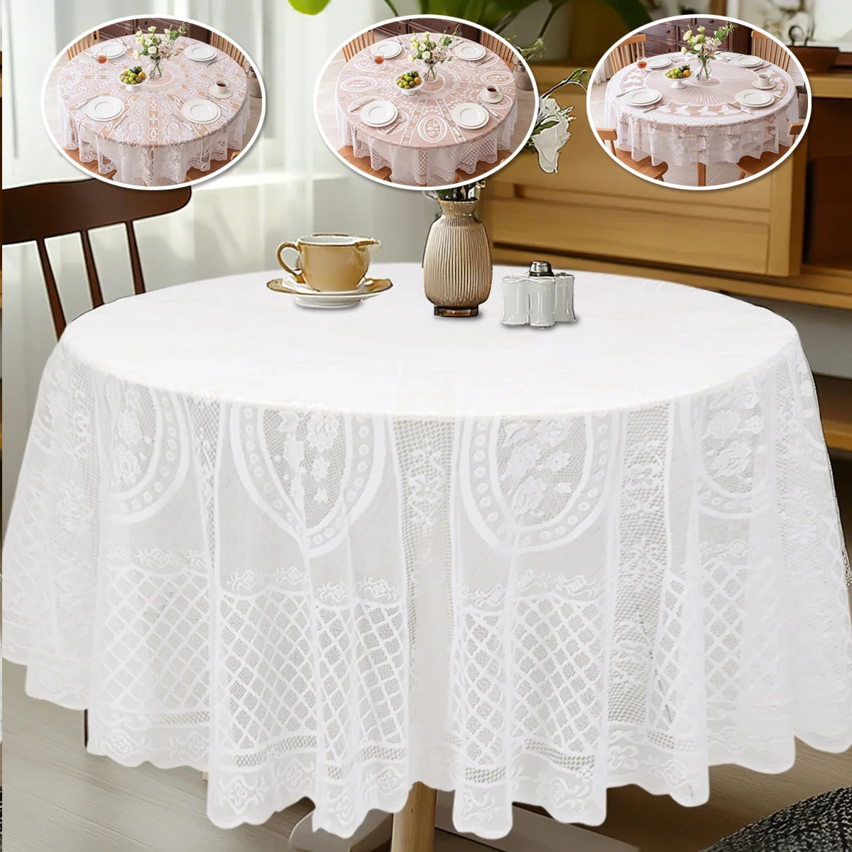 Diameter 180cm Lace Round Tablecloth Table Decoration & Accessories Simple Tassel Tablecloths Household Nordic Style Home Cloths