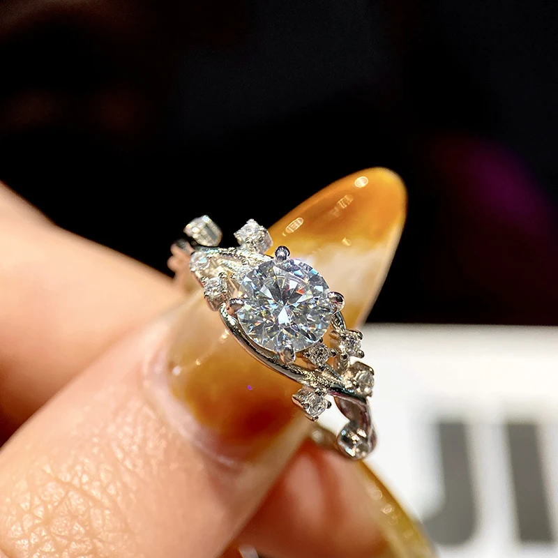 

DWJ 1CT Real Moissanite Diamond Gorgeous Shining Vine Ring Ring For Women Engagement Original 925 Sterling Silver luxury Jewelry
