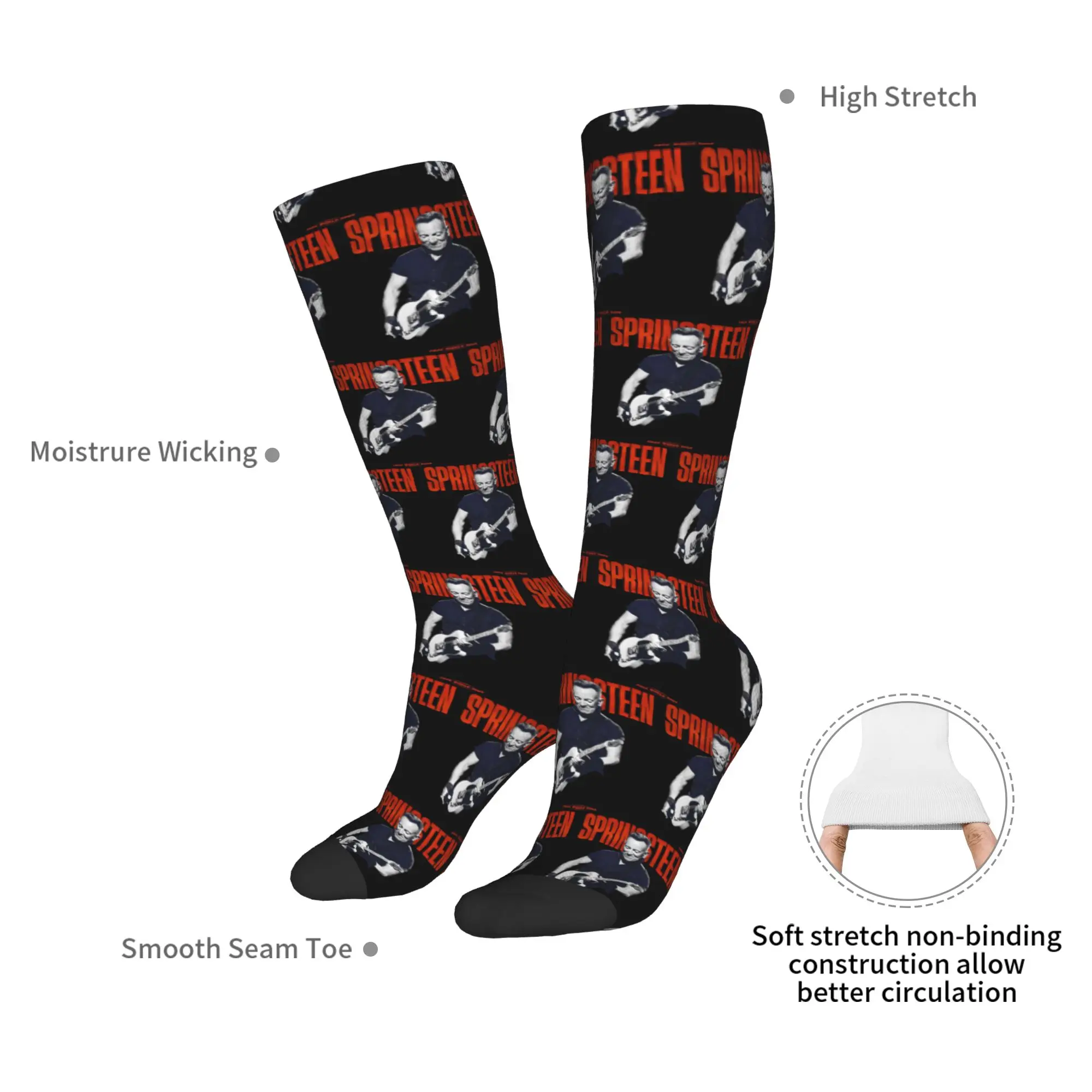 Всесезонные чулки для экипажа, носки Брюса Спрингстена, длинные носки в стиле Харадзюку, аксессуары для мужчин и женщин, подарки