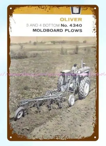 bar wall 1965 Oliver 4340 Moldboard Plow Tractor farm equipment metal tin sign