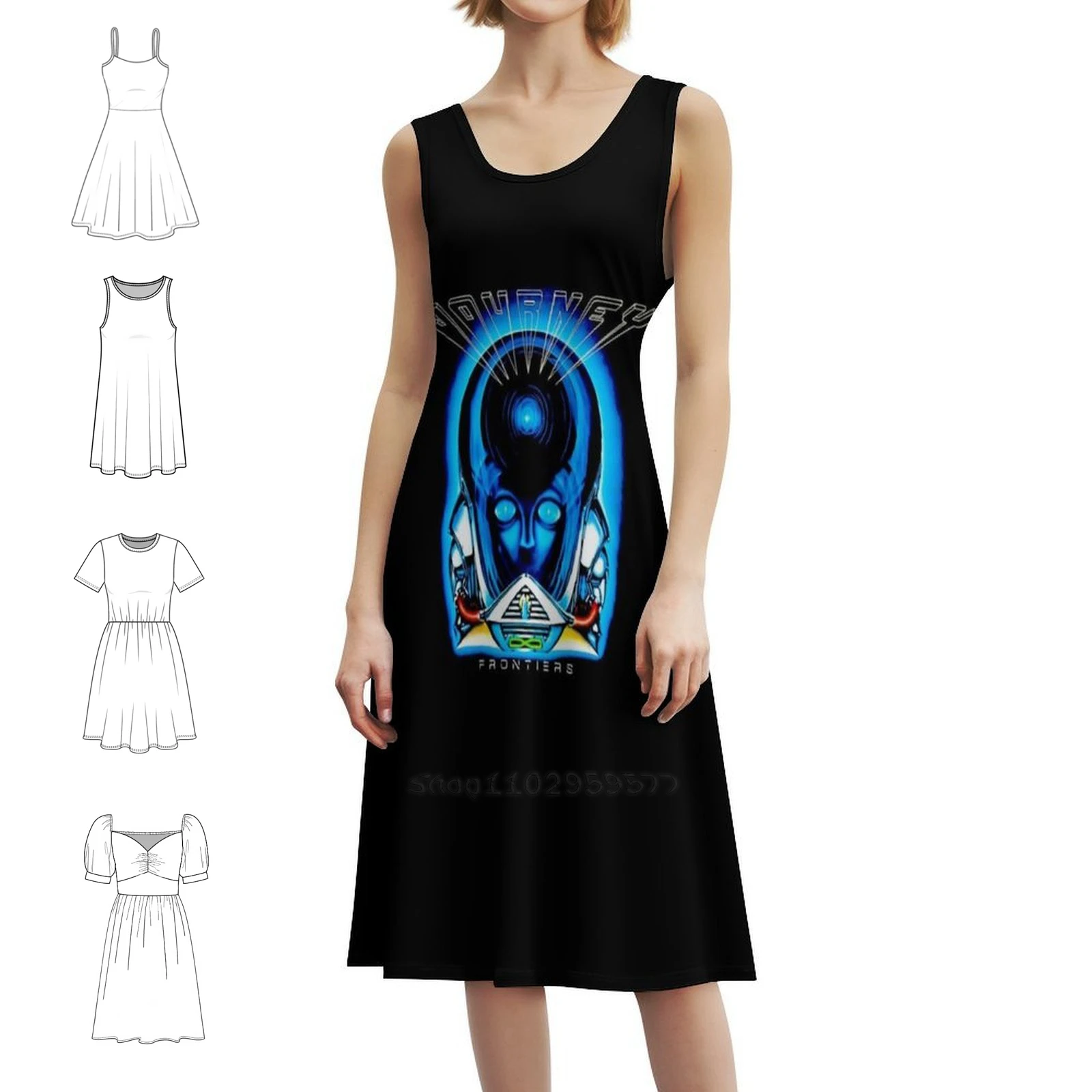 

Journey Frontiers Trending Band Journey Preppy Style Mini Dress For Women A-Line Loose Fit Casual Day Dress Journey Frontiers