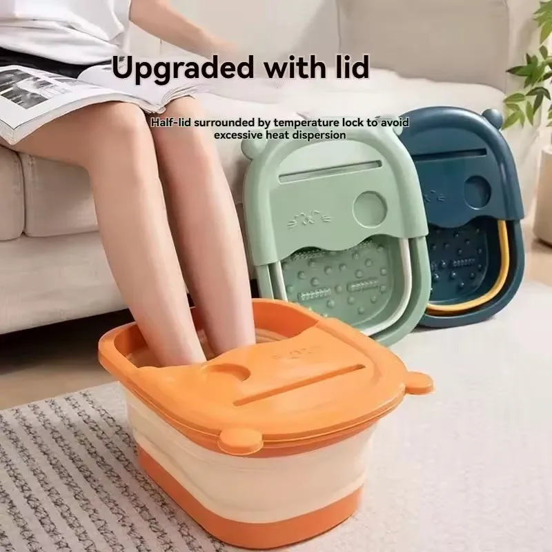 1pcCollapsible foot soaking bucket, foot washing basin for dormitories and households, foot bath basin with massage function