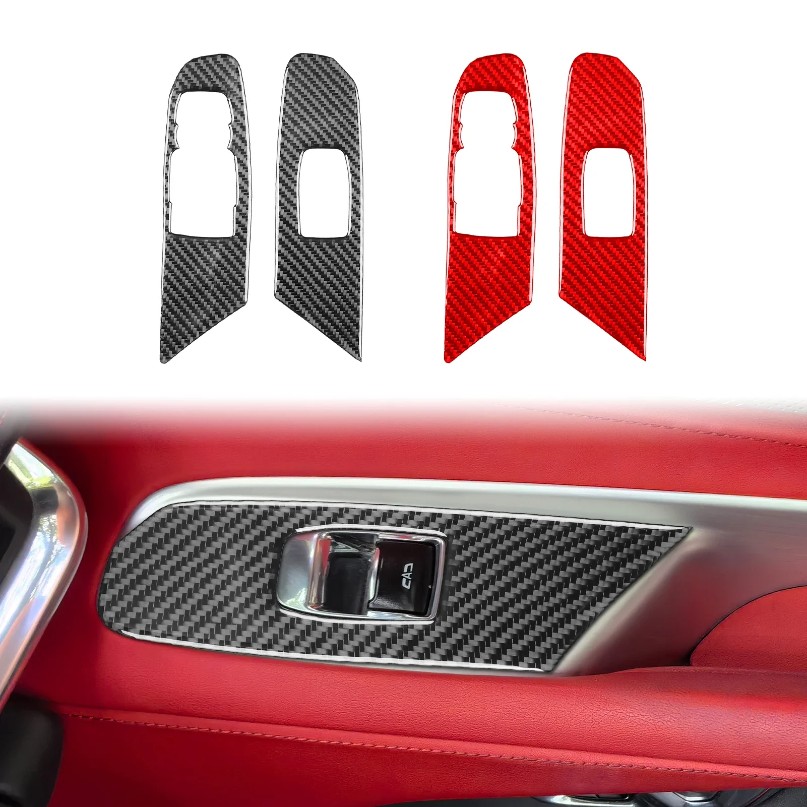 For Chevrolet Corvette C8 Z51 Z06 2020-2025 Carbon Fiber Window Lifting Decorative Panel Car Accessories Interior Stickers Trim