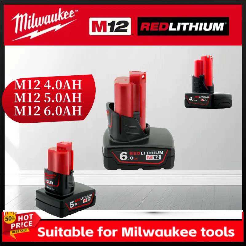 

2025new model Milwaukee m12 battery M12B6, m12-18FC charger 48-11-2402 48-11-2411rechargeable portable Milwaukee M12 battery