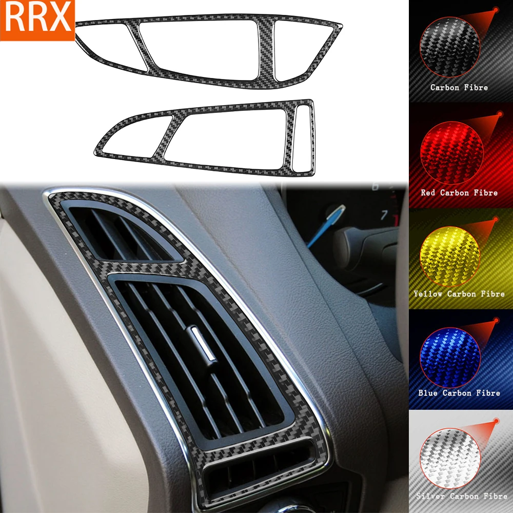 For Ford Focus MK3 2012-2014 Real Carbon Fiber Sticker Air Conditioning Vent Panel Trim Cover Car inside decorative Accessories