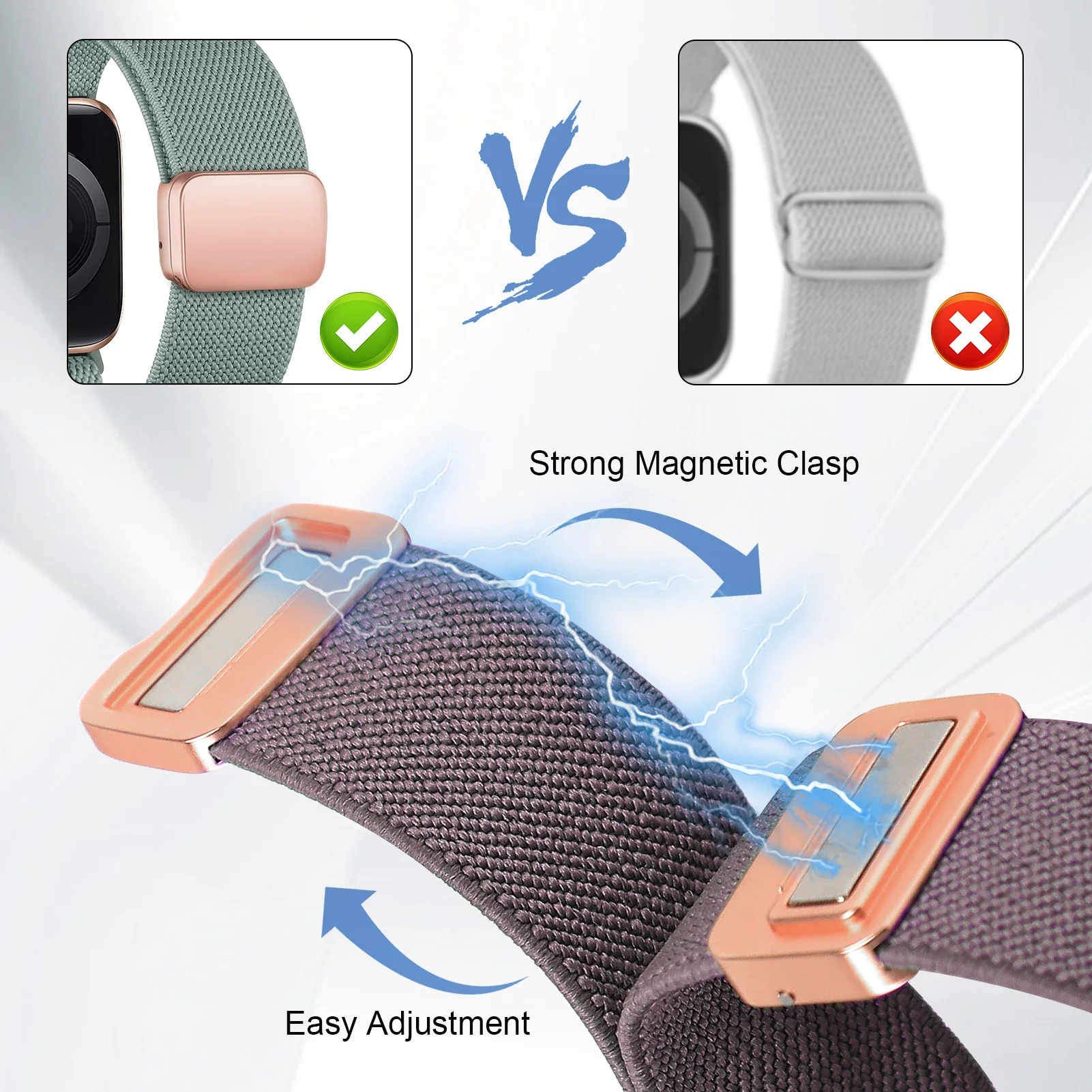 Strap For Apple Watch Band 45mm 40mm 44mm 49mm 41mm 38mm 42mm Nylon Magnetic correa bracelet iwatch Series 9 3 7 8 6 5 se ultra