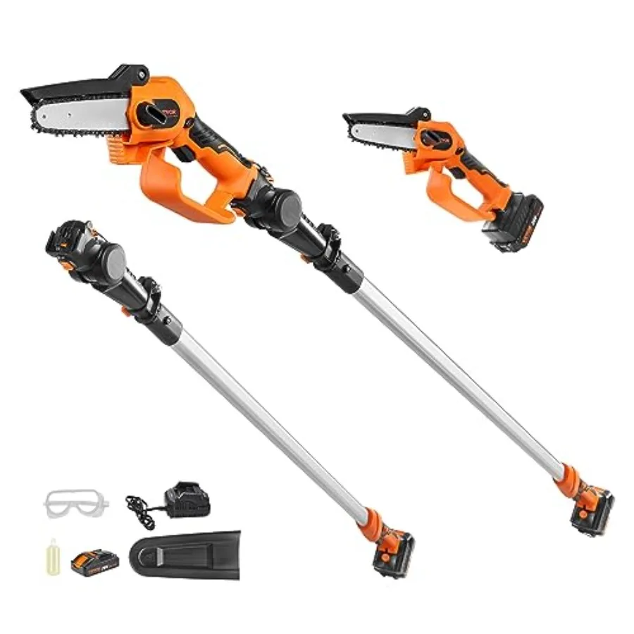 

2in1 Cordless Pole Saw Mini Chainsaw with 20V 4Ah Battery for Efficient Branch Cutting and Tree Trimming Offers 5Inch Cutting C