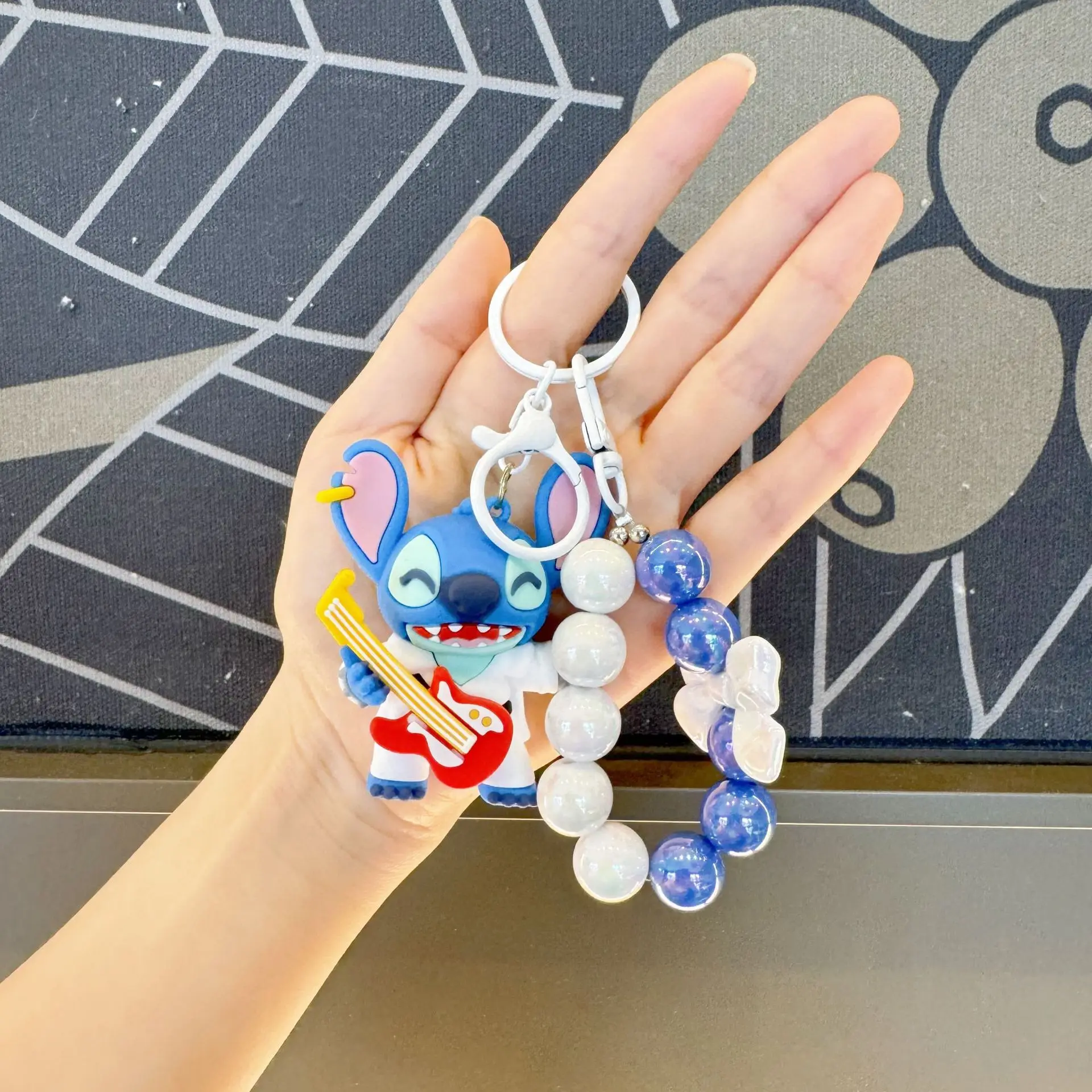 Cute Disney Cartoon Anime Stitch Pendant Keychains Holder Car Key Chain Key Ring Mobile Phone Bag Hanging Jewelry Gifts