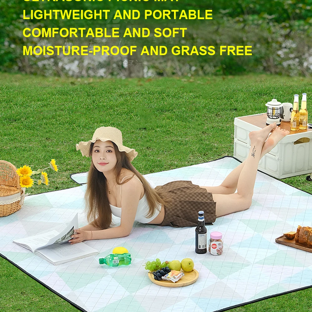 L33 Outdoor Camping And Beach Mat, Portable, Thick, Foldable, Waterproof, Spring, Lawn, Picnic, Moisture-Proof, Ultrasonic Mat