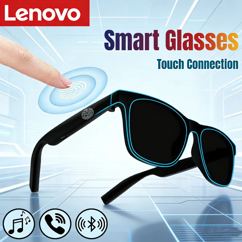 Lenovo Smart Glasses Remote Control Touch Photo Camera Translator Voice Assistant Adults Sunglasses Wireless Bluetooth Glasses