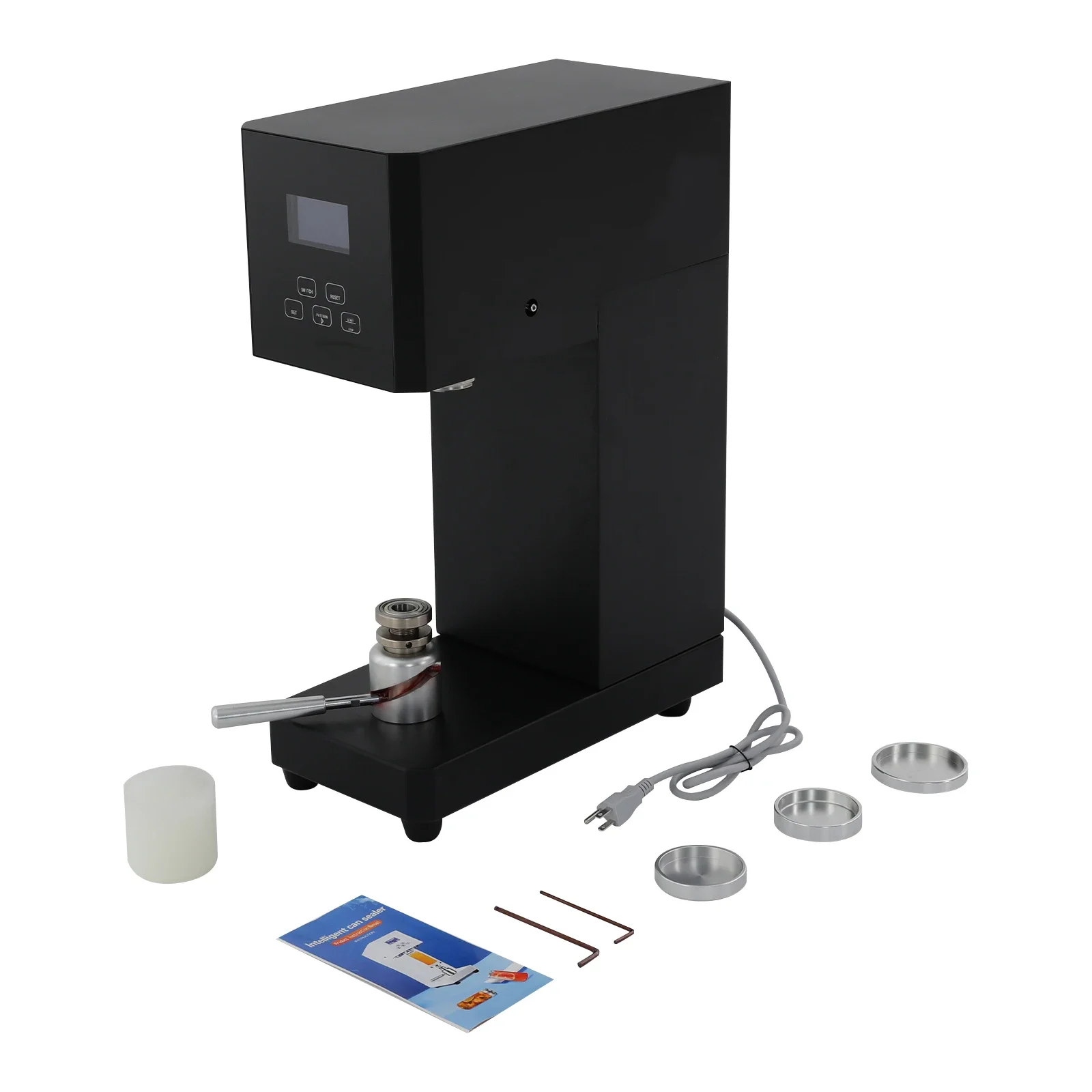 

Automatic Can Sealer Machine Bars Cafes Countertop Sealing Commercial Plastic Aluminum Beverage Seamer with LED Display, Black