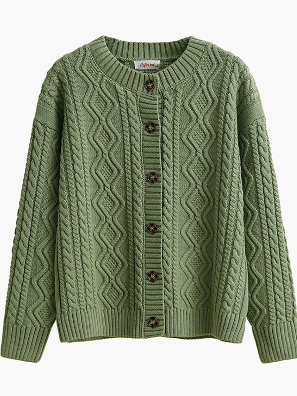 

New Autumn and Winter Women's Sweater, Minimalist and Fashionable Pure Cotton Thick Warm Round Neck Cardigan