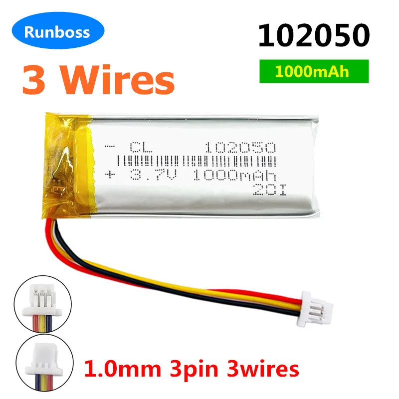 New 3.7V 1000mAh 102050 Rechargeable Li-Polymer Battery For Sena SRL2 2 Wires 3-Wire Plug Bluetooth Headset SRL 2