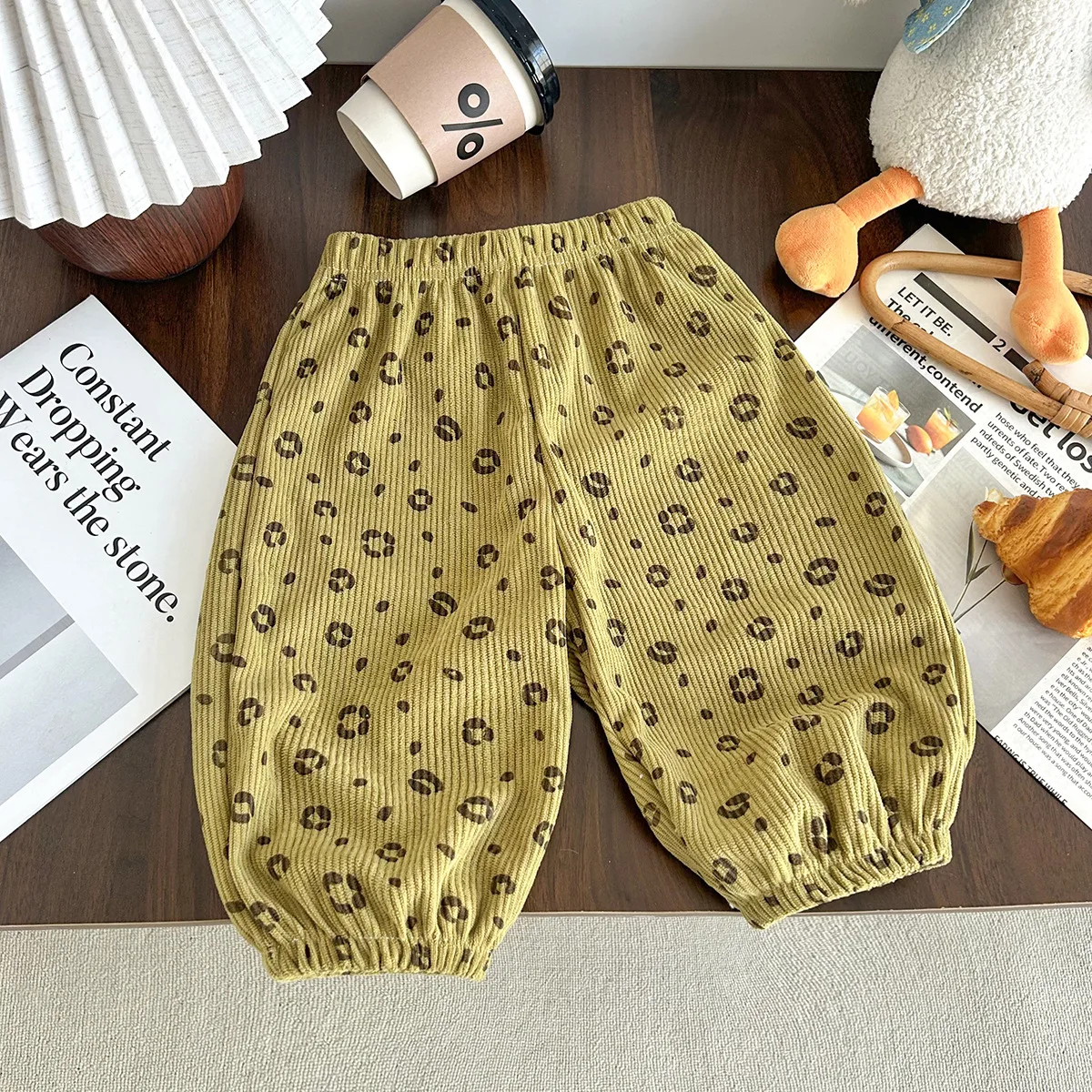 Spring Fall Kids Harem Pants Floral Print Girls Trousers Vintage Children Clothing